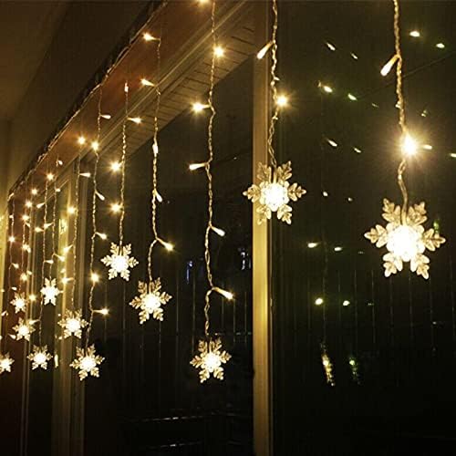 Snowflake LED Curtain Lights, Plug-in 19Ft/6M 96 LEDs Fairy String Lights