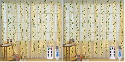 JMEXSUSS Maple Leaf Curtain Lights, 200 LED Fall Garland with Fairy Lights