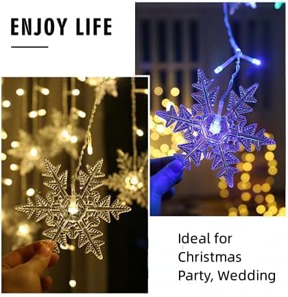 Snowflake LED Curtain Lights, Plug-in 19Ft/6M 96 LEDs Fairy String Lights