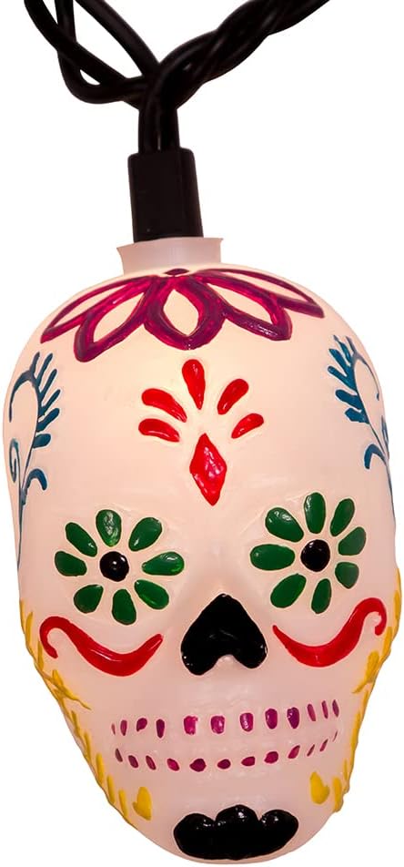 Kurt Adler UL 10-Light Day of The Dead Skull Light Set