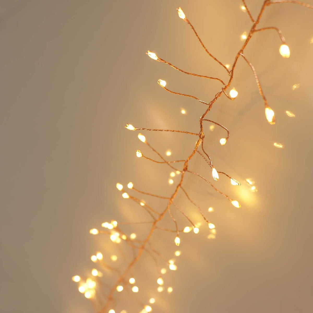 Qbis Warm White Cluster Lights on Thin Copper Wire, 200 Micro LED USB Plug in Christmas Fairy Lights, Timer, Multi Function, Memory, Brightness, Firecracker Light, Awesome bedroom or dorm lighting