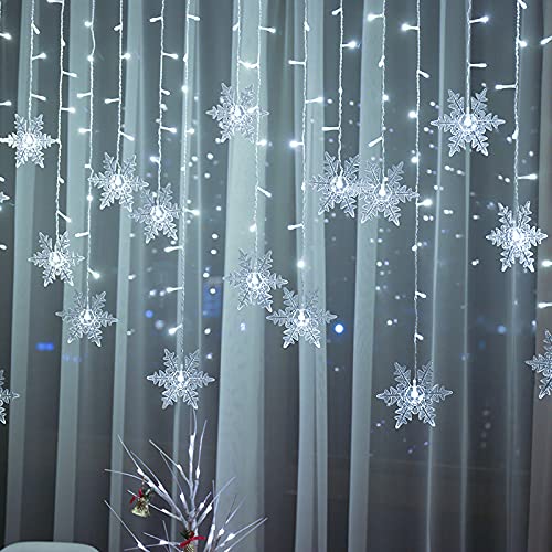 Snowflake LED Curtain Lights, Plug-in 19Ft/6M 96 LEDs Fairy String Lights