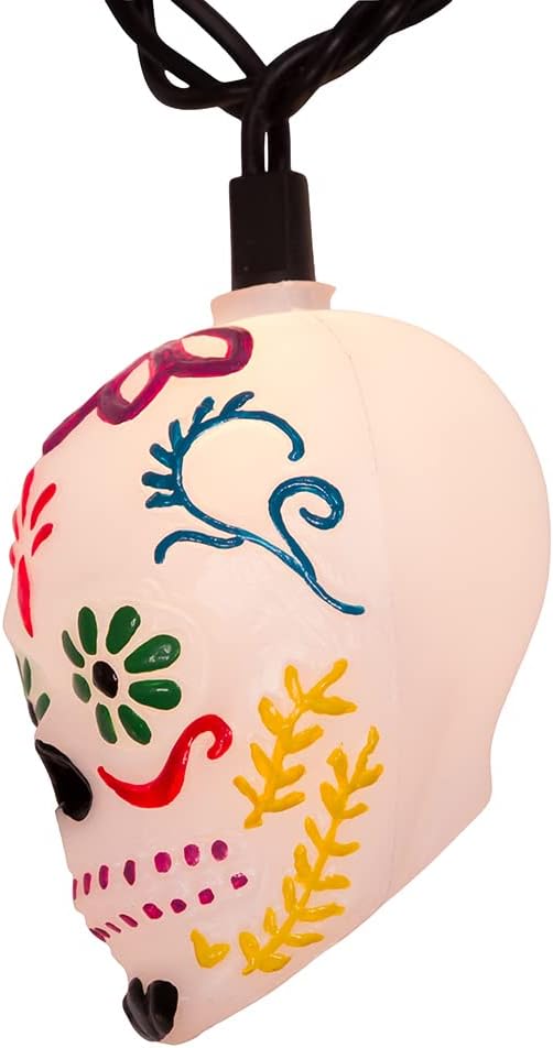 Kurt Adler UL 10-Light Day of The Dead Skull Light Set