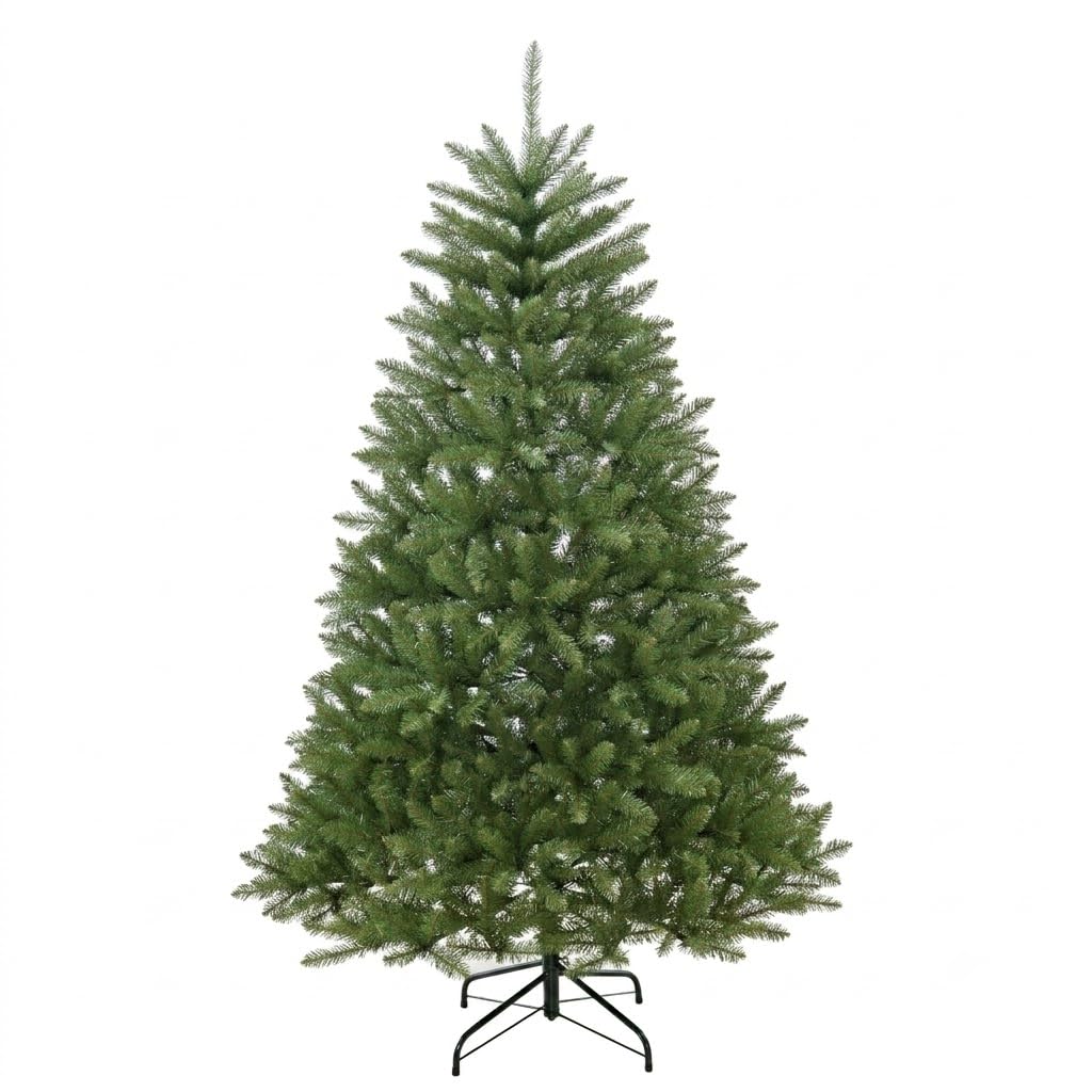 7.5FT Unlit Christmas Tree Green, Dunhill Fir Artificial Tree with 2514 PVC Branch Tips, Realistic Full Shape, Foldable Metal Stand for Indoor Home, Office & Holiday Decoration
