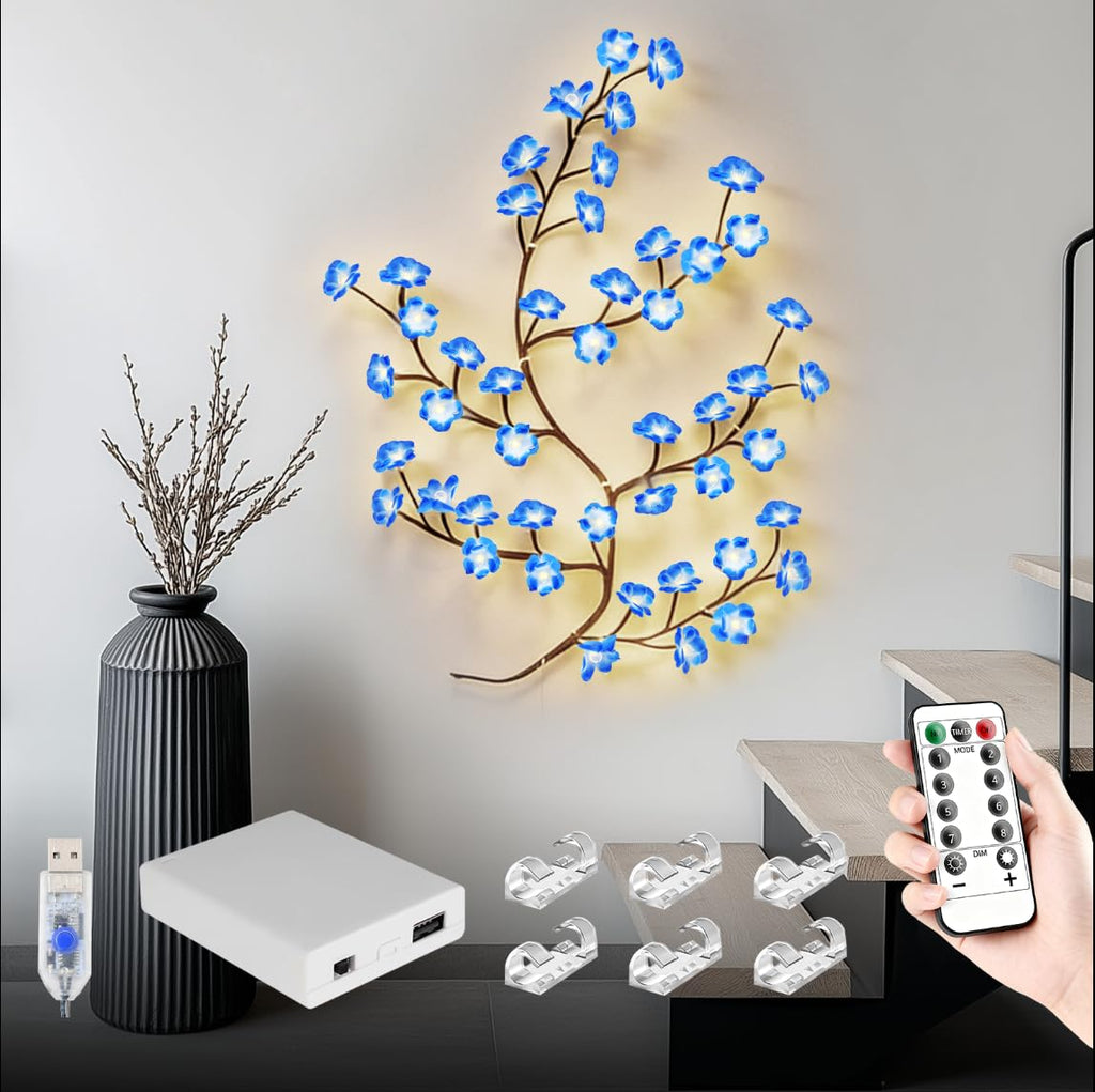 7.55FT 144LED Pink Cherry Blossom Tree Branch Lights for Wall Battery Box