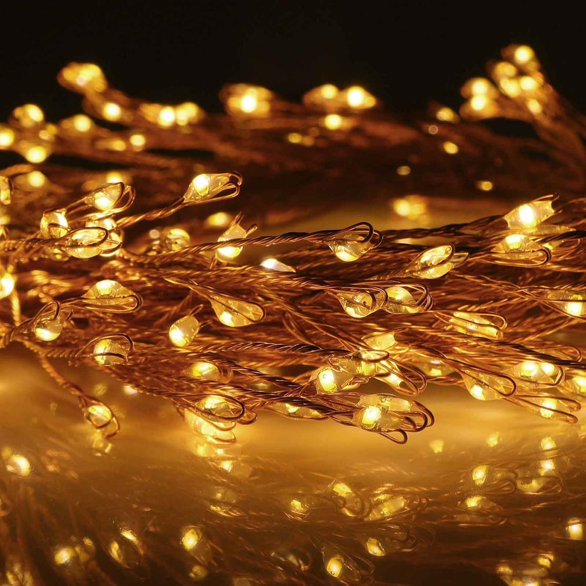 Qbis Warm White Cluster Lights on Thin Copper Wire, 200 Micro LED USB Plug in Christmas Fairy Lights, Timer, Multi Function, Memory, Brightness, Firecracker Light, Awesome bedroom or dorm lighting