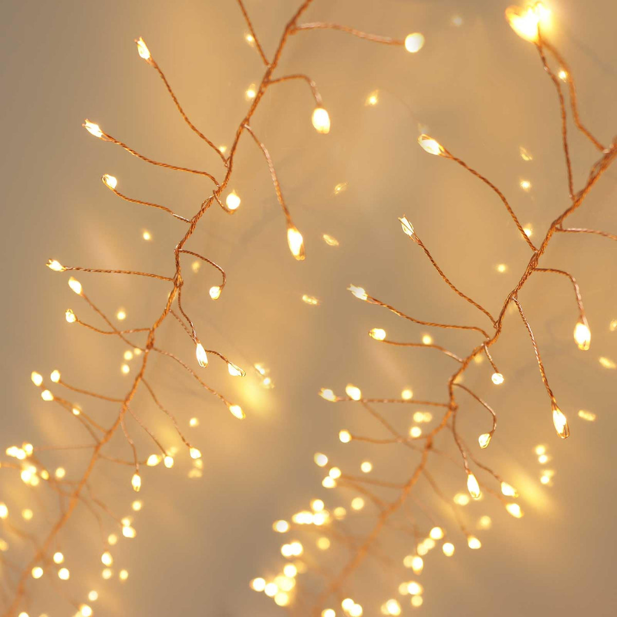 Qbis Warm White Cluster Lights on Thin Copper Wire, 200 Micro LED USB Plug in Christmas Fairy Lights, Timer, Multi Function, Memory, Brightness, Firecracker Light, Awesome bedroom or dorm lighting