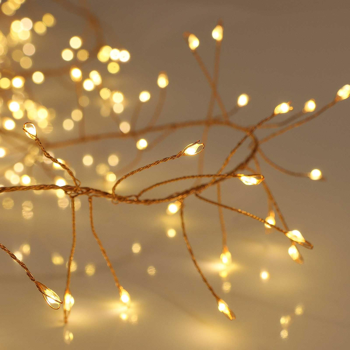 Qbis Warm White Cluster Lights on Thin Copper Wire, 200 Micro LED USB Plug in Christmas Fairy Lights, Timer, Multi Function, Memory, Brightness, Firecracker Light, Awesome bedroom or dorm lighting