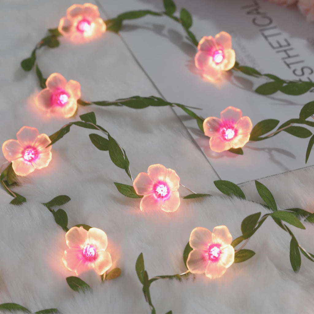 Cherry Blossom Vine Lights 13ft 40 LED Fairy Lights with Remote & Timer