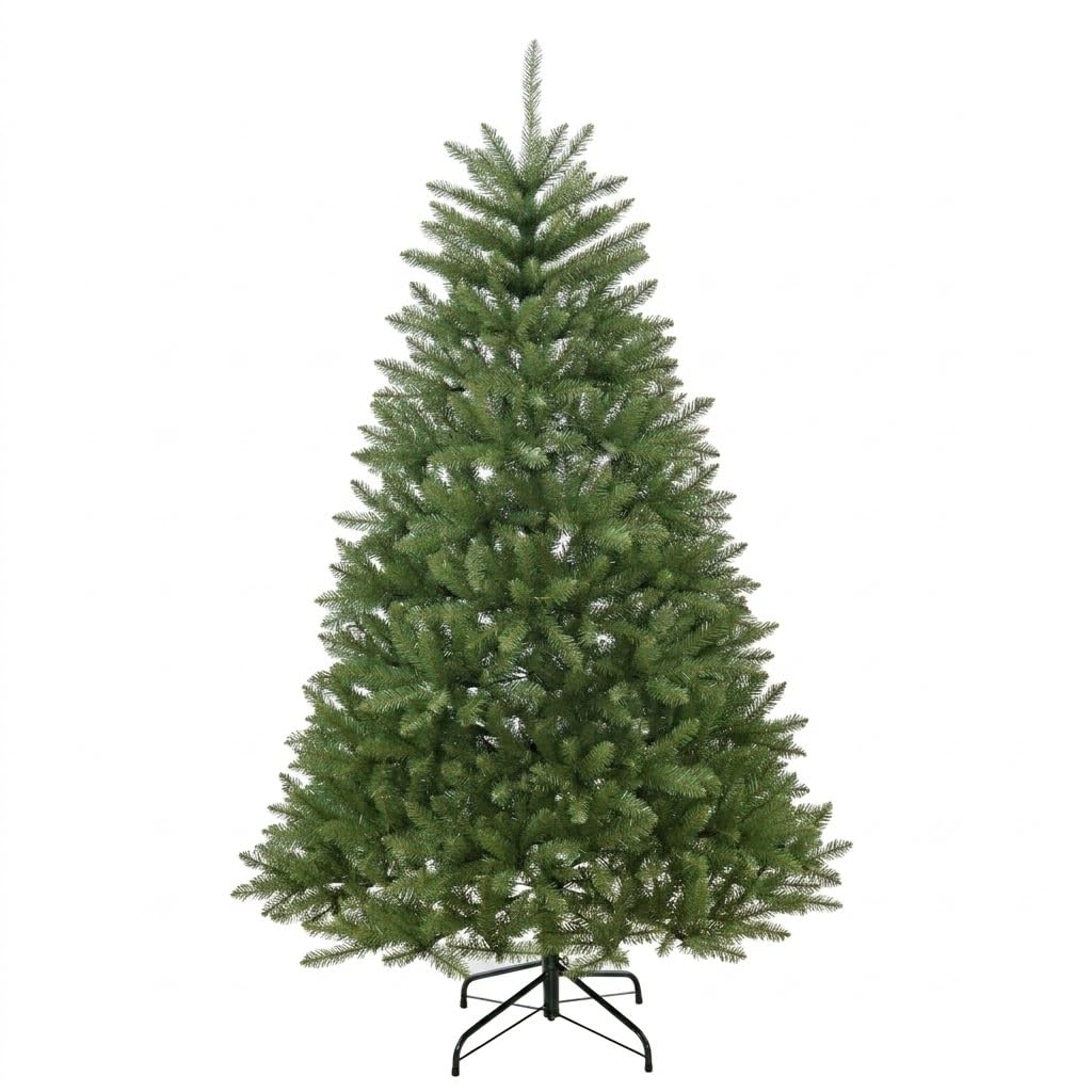 7.5FT Unlit Christmas Tree Green, Dunhill Fir Artificial Tree with 2514 PVC Branch Tips, Realistic Full Shape, Foldable Metal Stand for Indoor Home, Office & Holiday Decoration