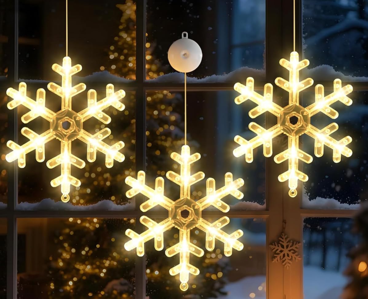 Christmas Decorations, Rechargeable Christmas Window Lights 3 Pack