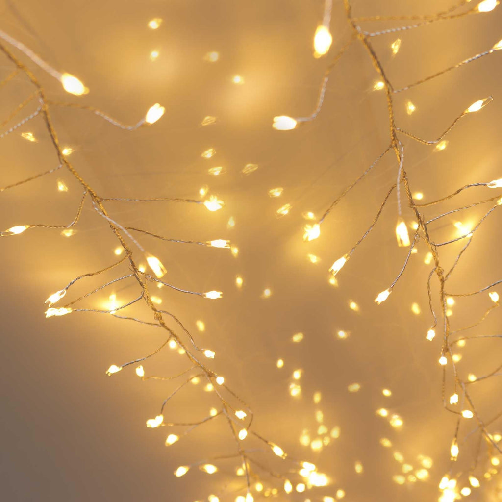 Qbis Warm White Cluster Lights on Thin Copper Wire, 200 Micro LED USB Plug in Christmas Fairy Lights, Timer, Multi Function, Memory, Brightness, Firecracker Light, Awesome bedroom or dorm lighting