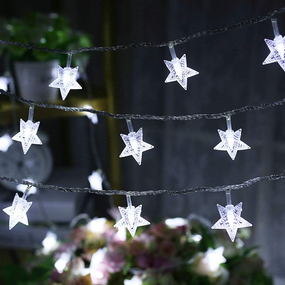 Twinkle Star 100 LED Star String Lights Plug in 33FT, Warm White