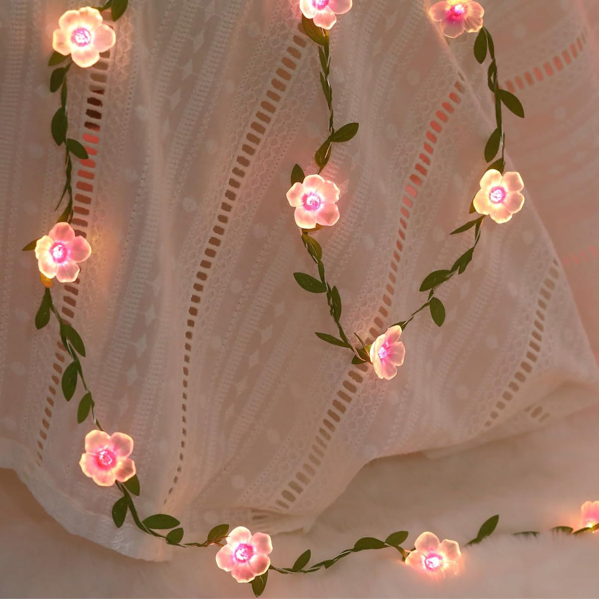 Cherry Blossom Vine Lights 13ft 40 LED Fairy Lights with Remote & Timer