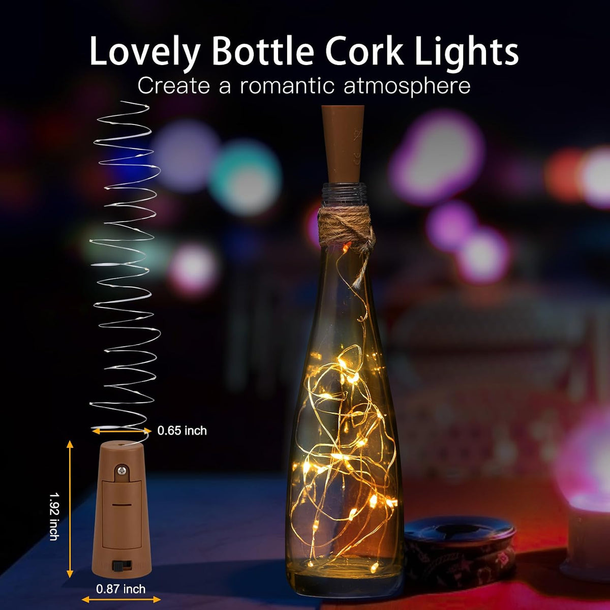Brightown 10 Pack 7ft Battery Operated Wine Bottle Lights with Cork