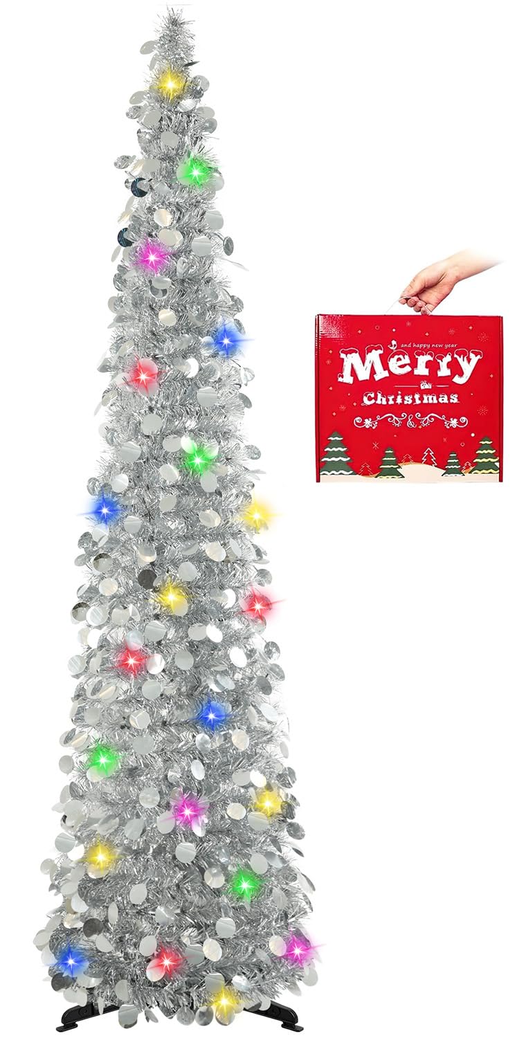 5FT Pop Up Christmas Tree with Lighted Top Star for Christmas Decorations