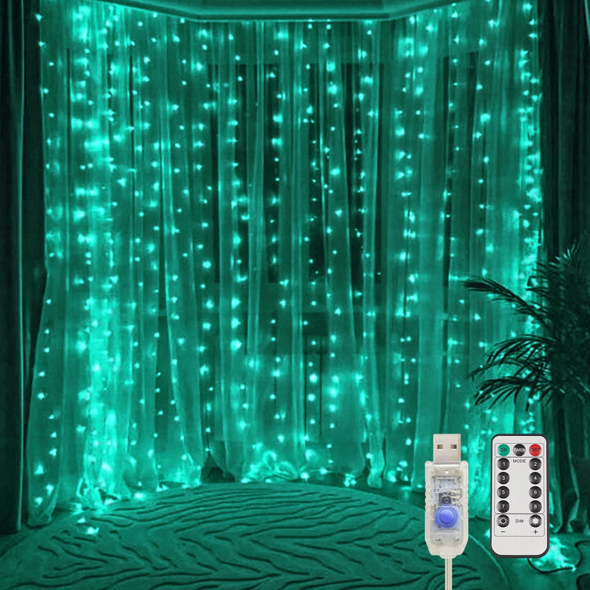 suddus 200 LED Curtain Lights Fairy Lights with Remote Bedroom 6.5x6.5ft