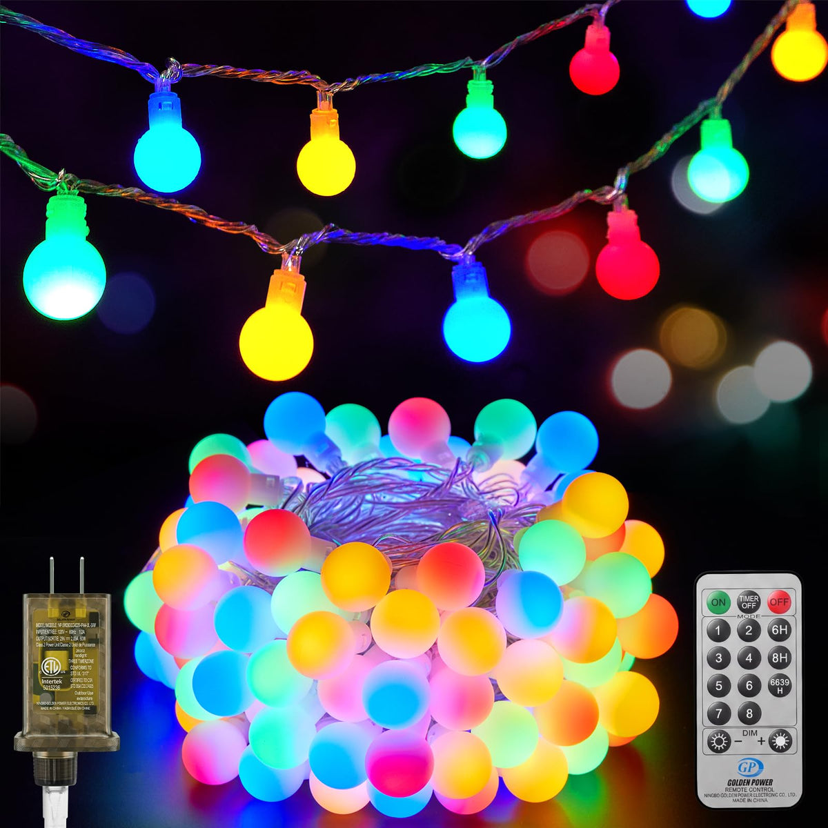 Minetom Globe String Lights, 33 Feet 100 Led Fairy Lights Plug in