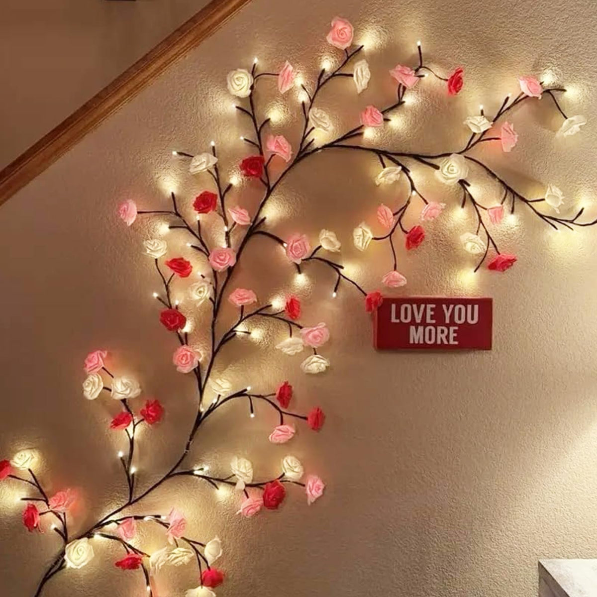 Bare Lamp LED Tree Branch Lights for Wall, Enchanted Willow Vine Lights for Bedroom, 72 Flower String Lights Decor and USB Powered,8 Lighting Modes for Indoor Window Wedding Decor (63in)