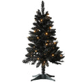 3FT Pink Mini Christmas Tree with Lights - Hinged Small Artificial Xmas Tree - Includes 50 LED String Light, 160 Tips Dense Branches & Detachable Stand - Pink Christmas Decoration Tree for Holiday