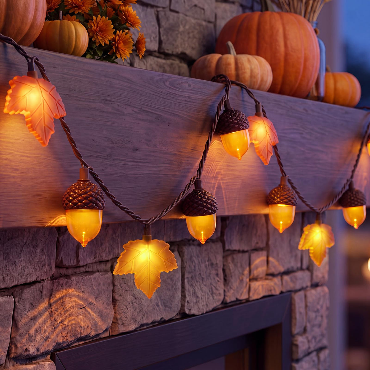 SUNSGNE Thanksgiving Turkey String Lights, 12FT 20 LED Fall Decor Lights