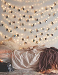 LECLSTAR Photo Clip String Lights 17Ft - 50 LED Fairy String Lights with 50 Clear Clips for Hanging Pictures, Photo String Lights with Clips - Perfect Dorm Bedroom Wall Decor Wedding Decorations