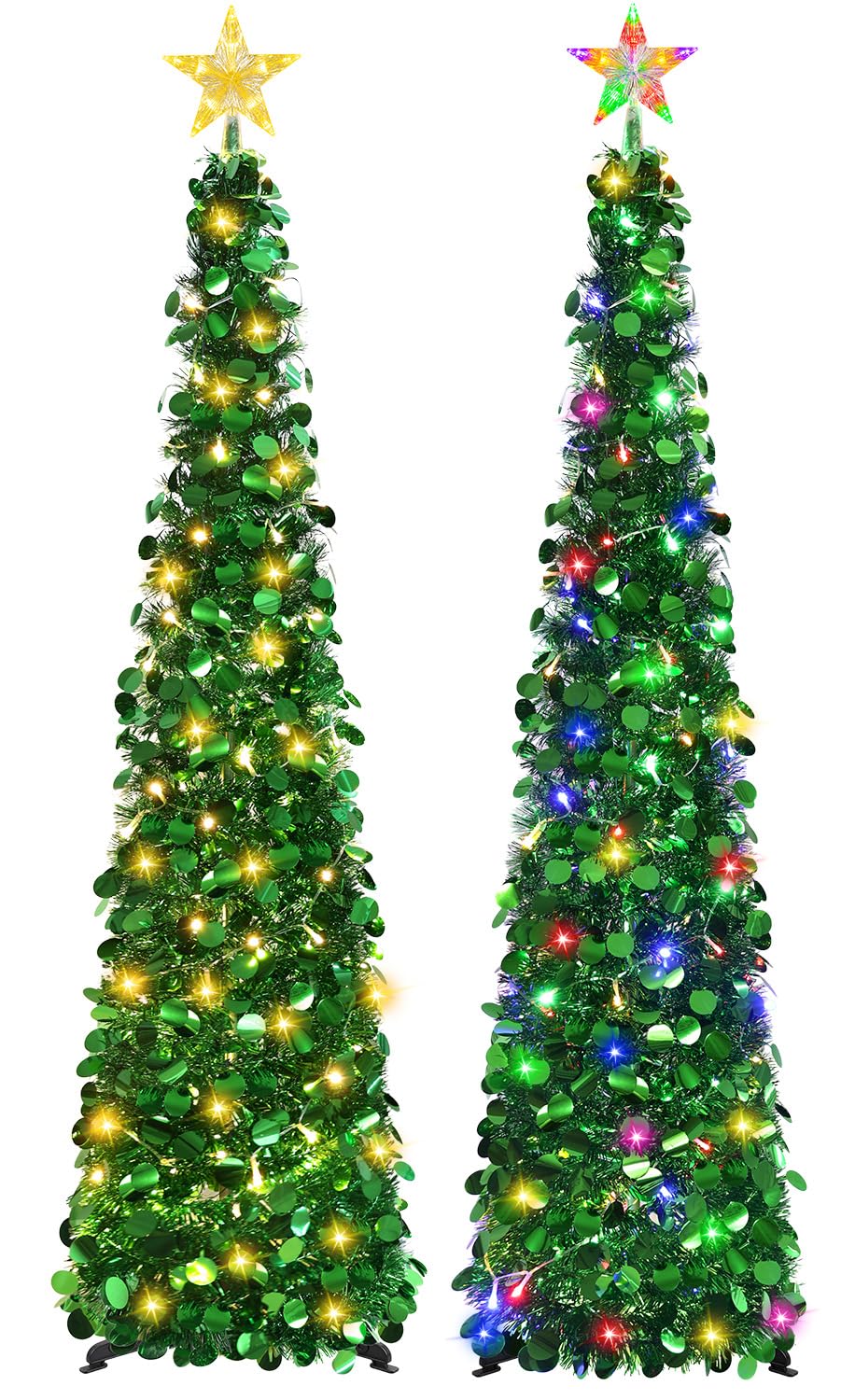 5FT Pop Up Christmas Tree with Lighted Top Star for Christmas Decorations
