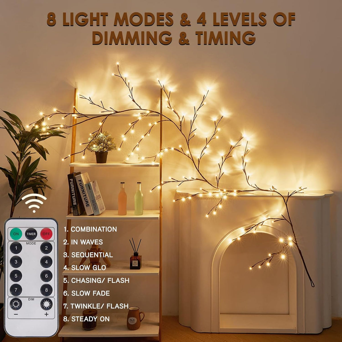 Bexdir Enchanted Willow Vine Lights 9.3ft 160LED, Lighted Branches for Wall