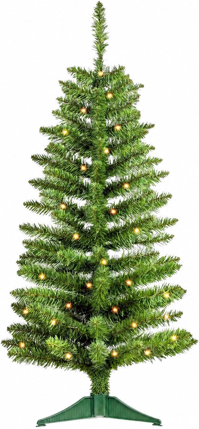 4ft Green Christmas Tree with Light，Small Artificial Xmas Tree