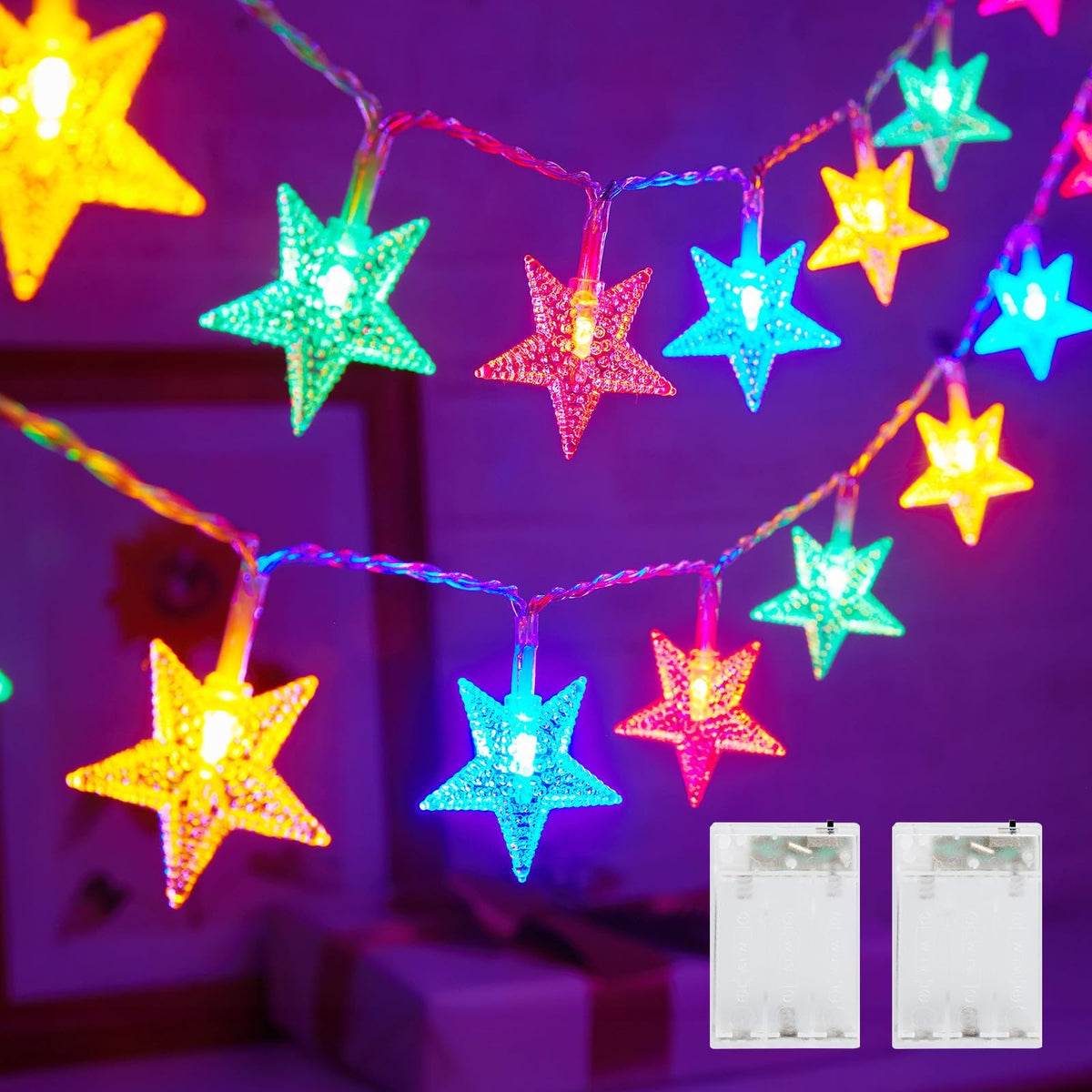 Minetom 50 LED Star String Lights, 17ft Fairy Lights Battery Operated