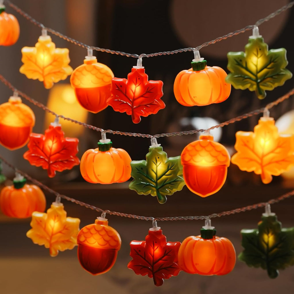 LOLStar Fall Decor, Fall String Lights, 9.8FT 20LED Thanksgiving Lights