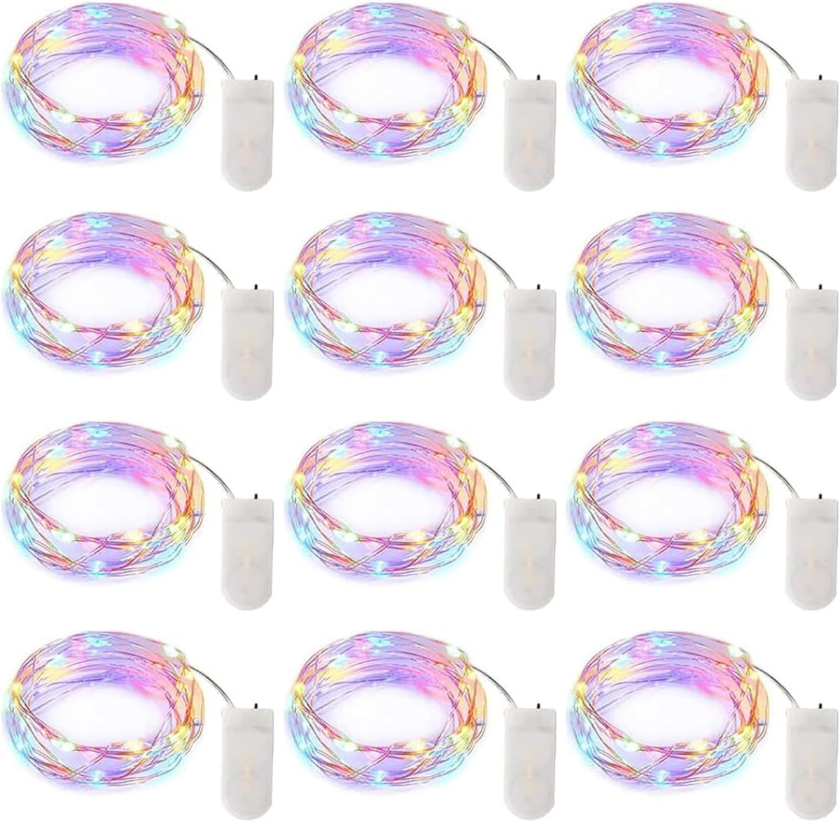 Brightown 12 Pack 7ft Battery Operated LED Fairy Lights for Xmas Decoration