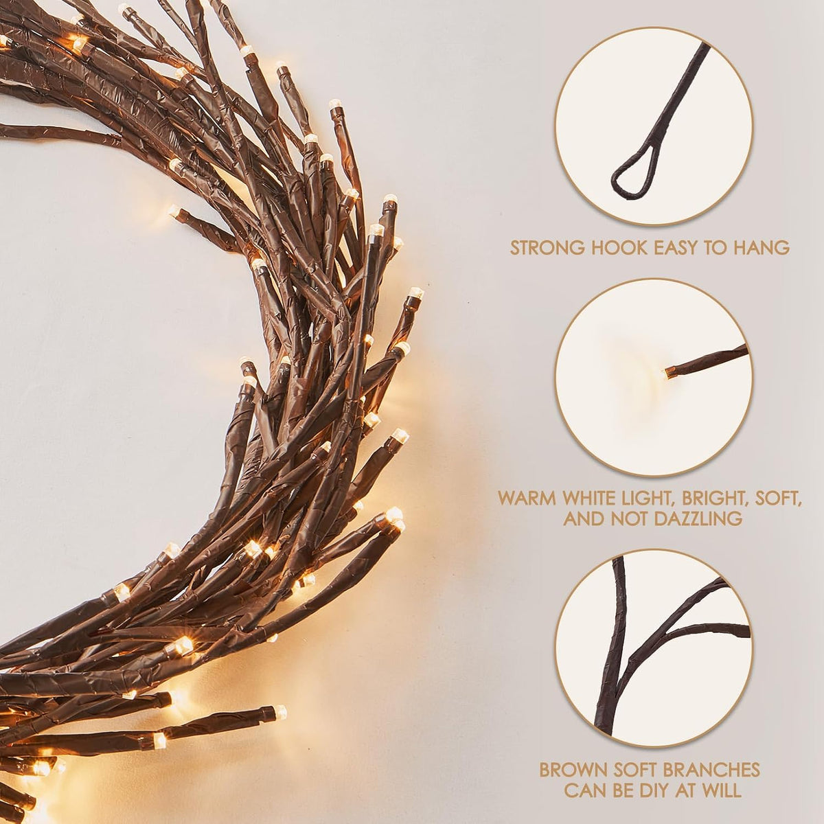 Bexdir Enchanted Willow Vine Lights 9.3ft 160LED, Lighted Branches for Wall