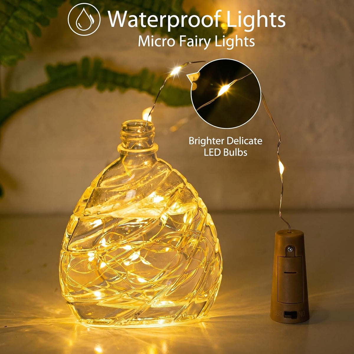 Brightown 10 Pack 7ft Battery Operated Wine Bottle Lights with Cork