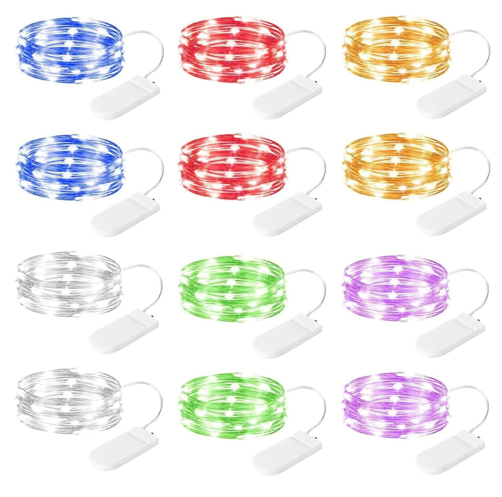 Brightown 12 Pack 7ft Battery Operated LED Fairy Lights for Xmas Decoration