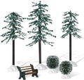 Dingion 6 Pcs Christmas Village Accessories Snow Pine Trees Display