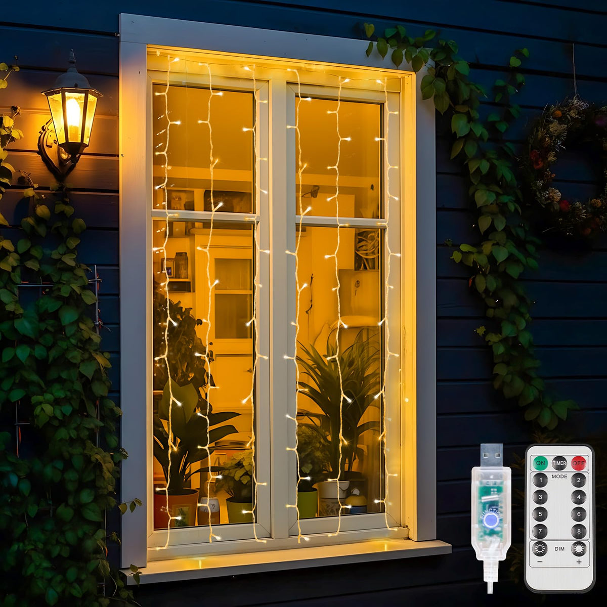 suddus 200 LED Curtain Lights Fairy Lights with Remote Bedroom 6.5x6.5ft