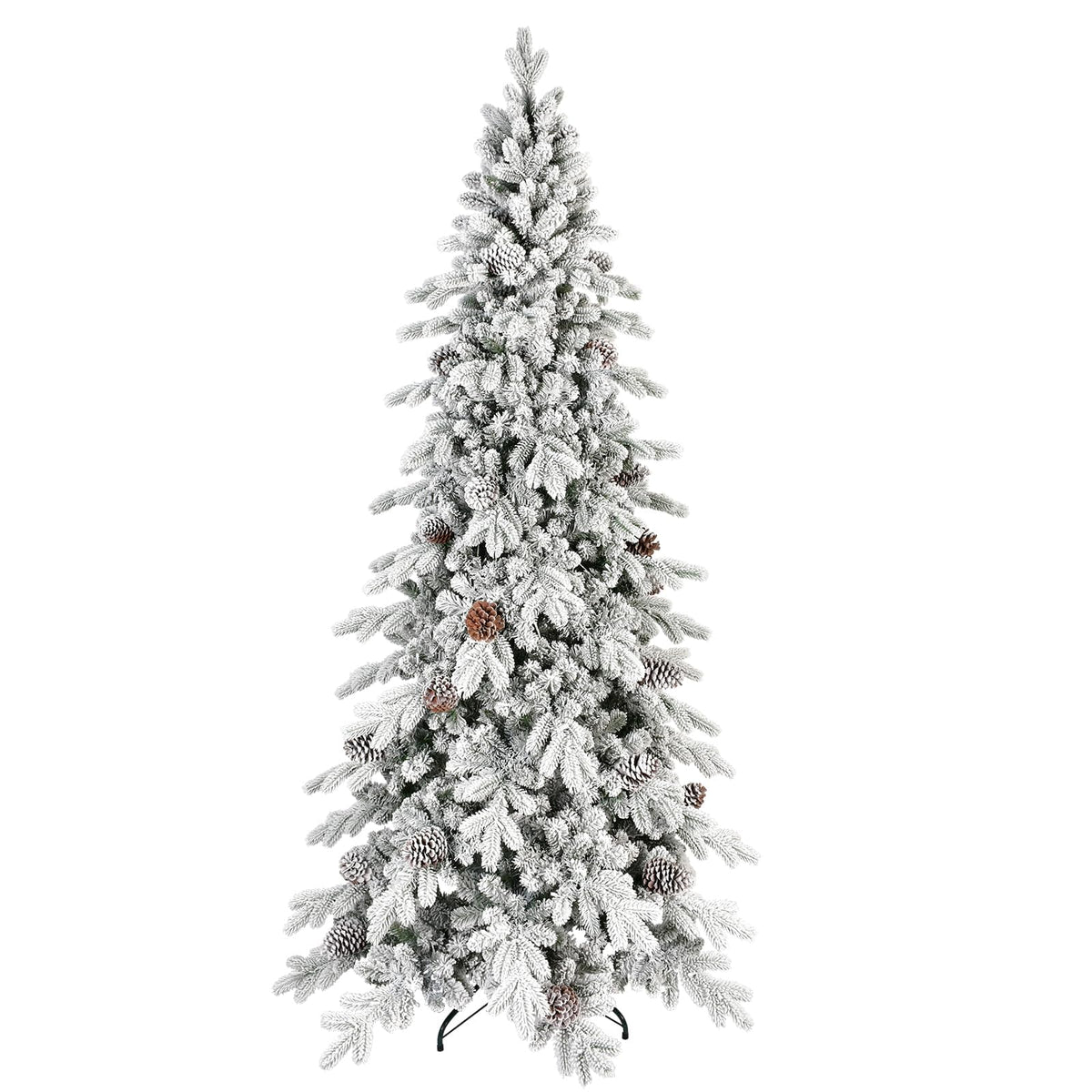 6 FT Prelit Artificial Skinny Christmas Tree,Blue Spruce Slim Pencil Xmas Tree with 1205 PE&PVC Mixed Branch Tips and 300 UL Listed Clear Lights,Hinged Pine Tree with Metal Stand for Home Office Décor
