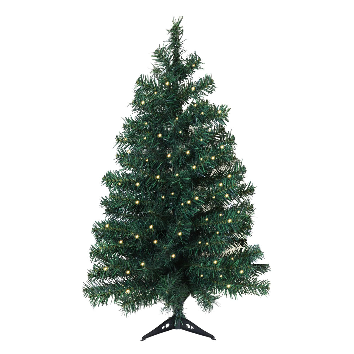Okicoler Pre-Lit Pencil Artificial Holiday Slim Christmas Tree with Warm Lights and Metal Base Stand for Home, Office, Party Decoration,Green (6.5ft)