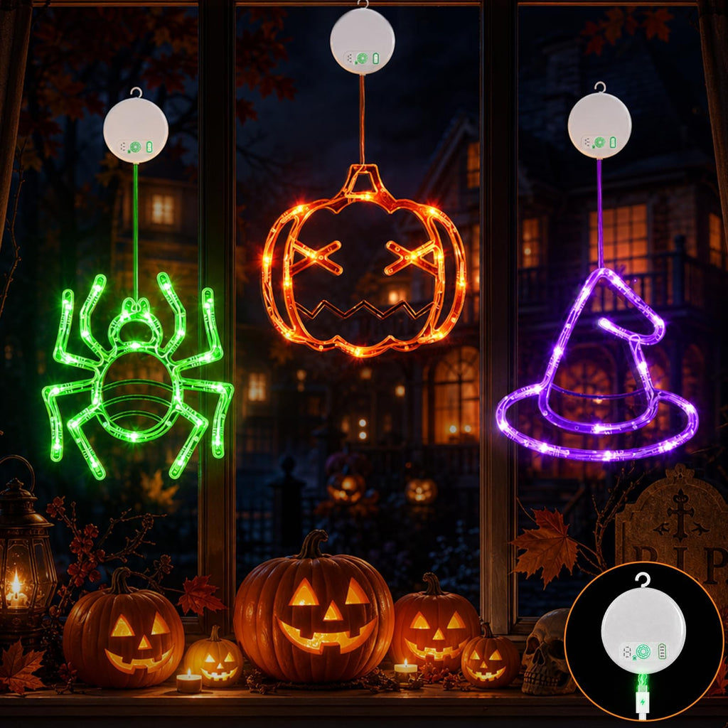 LOLStar Acorn Maple Leaves Pumpkin Thanksgiving Lights, 3 Pack Rechargeable