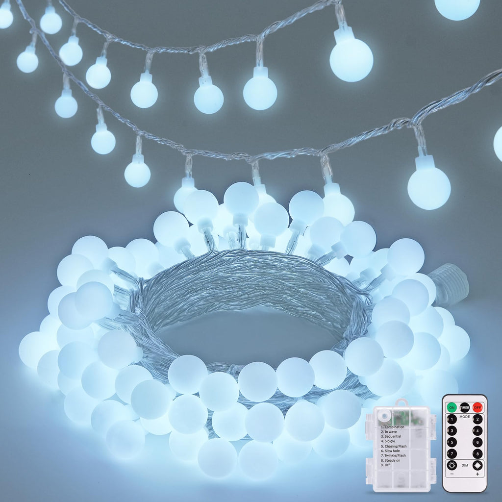 JMEXSUSS 100 LED Globe String Lights Indoor Bedroom, 33ft Fairy Lights