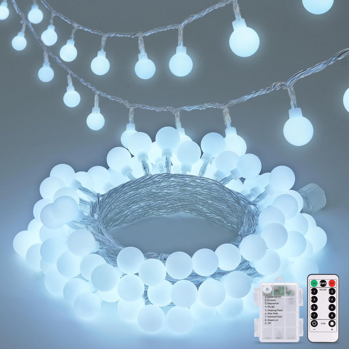 JMEXSUSS 100 LED Globe String Lights Indoor Bedroom, 33ft Fairy Lights