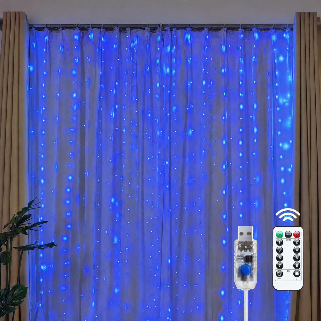 Brightown 300 LED Fairy Curtain Lights, 9.8ft x 9.8ft Curtain String Lights