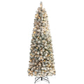 SHareconn 7ft Prelit Snow Flocked Artificial Slim Pencil Christmas Tree