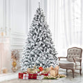 ReunionG 7.5FT Snow Christmas Tree, Artificial Flocked Hinged Pine Tree, Holiday Decoration Tree with Premium PVC Needles and Solid Metal Stand, Full Christmas Tree for Indoor Outdoor (7.5FT)