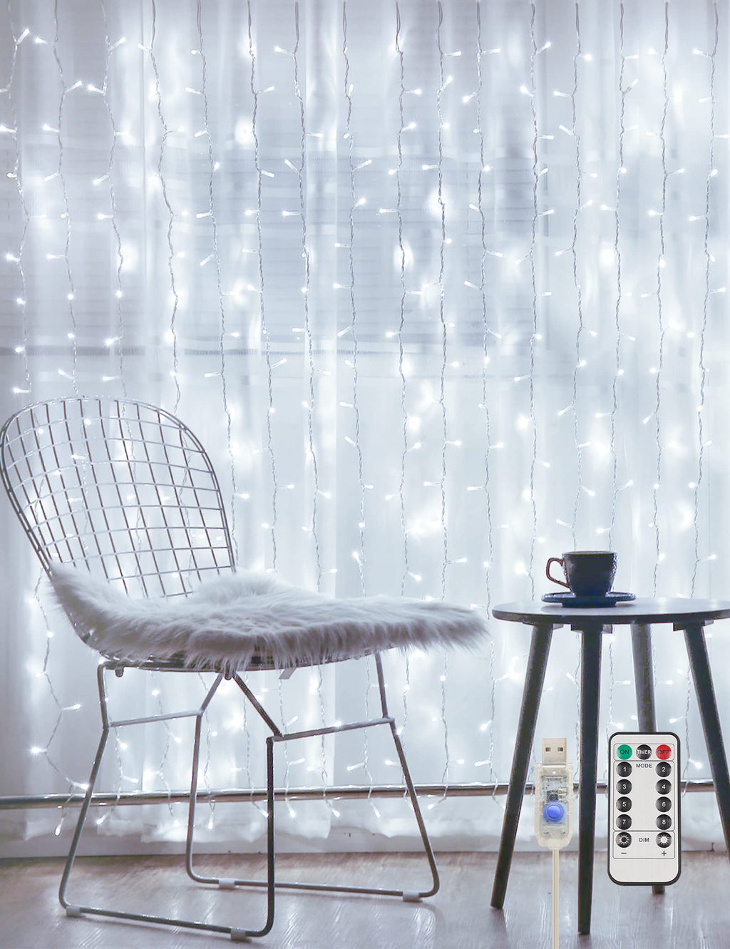 suddus 200 LED Curtain Lights Fairy Lights with Remote Bedroom 6.5x6.5ft