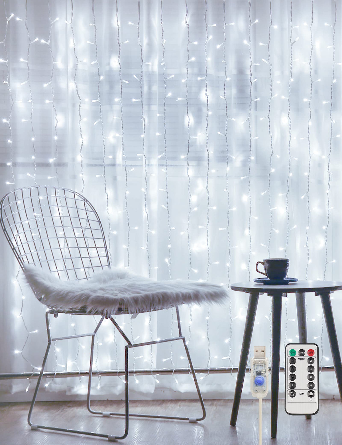 suddus 200 LED Curtain Lights Fairy Lights with Remote Bedroom 6.5x6.5ft