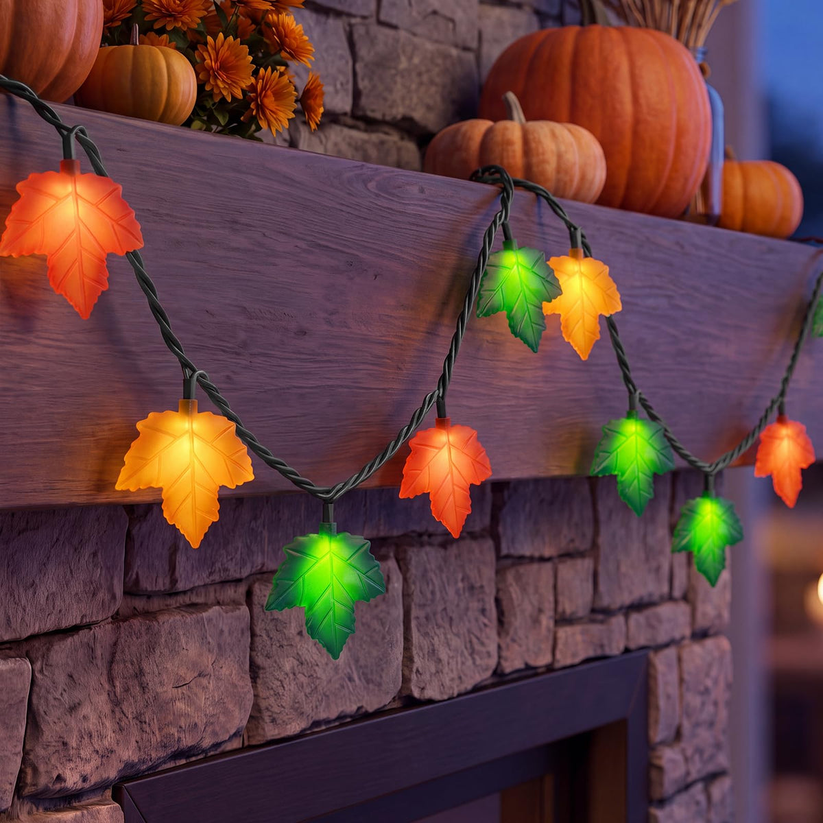 SUNSGNE Thanksgiving Turkey String Lights, 12FT 20 LED Fall Decor Lights