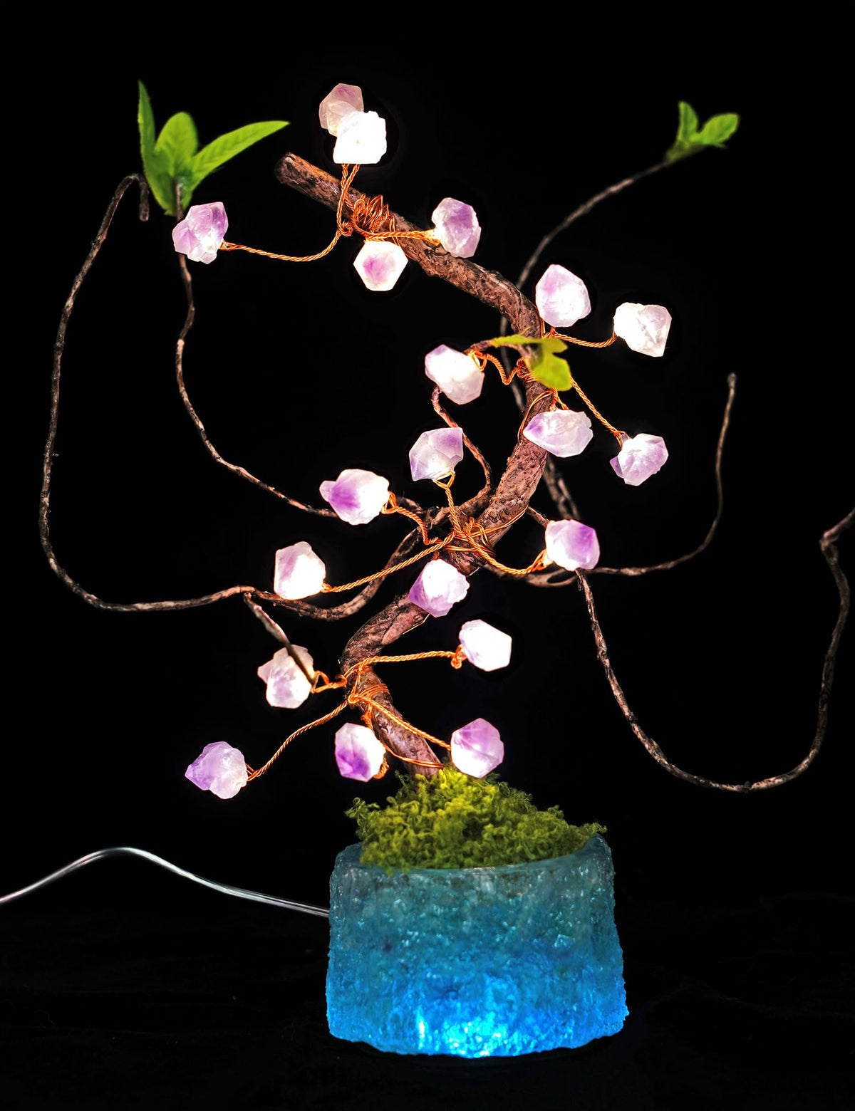 BOHON Natural Fluorite String Lights Battery Operated with Remote Timer
