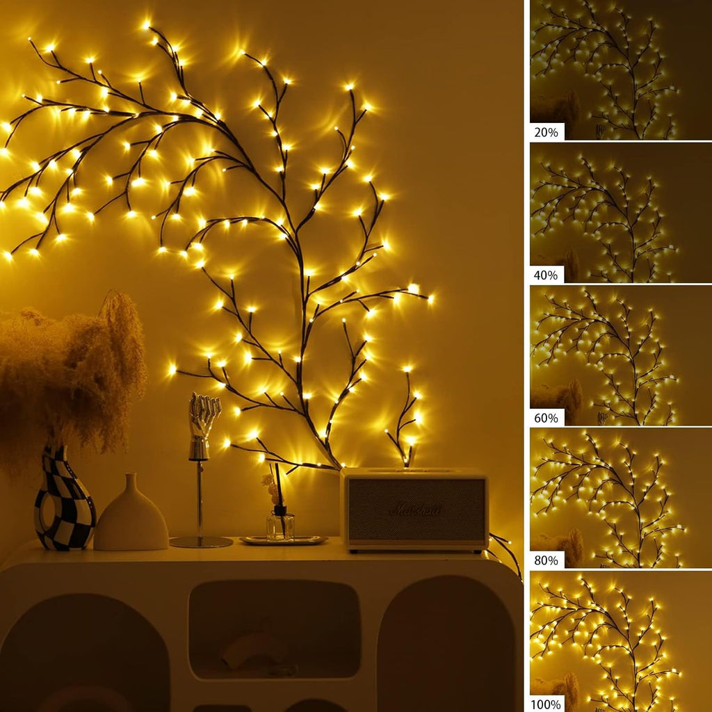 Enchanted Willow Vine Lights for Wall,Willow Vine Tree Branch Lights Decoration Gift,with 72 LED Light and Remote,8 Lighting Modes,for Bedroom Wall Doors Windows Wedding Christmas (63inch)